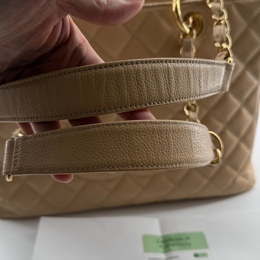 Chanel Beige Quilted Grand Shopping GST Tote Bag - Picture 12 of 13